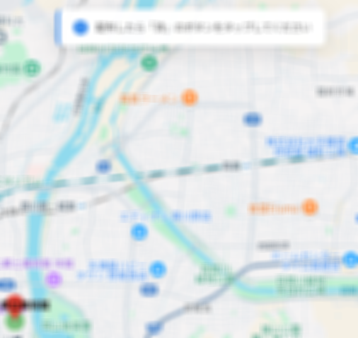 顧客管理Google Mapの画面イメージ（地名はぼかし処理済み）