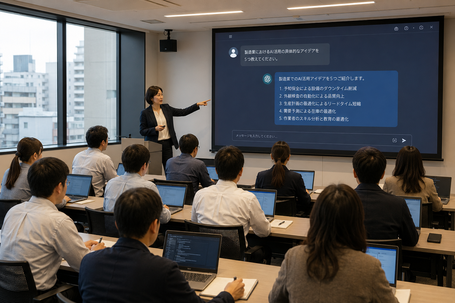 社内AI研修ワークショップ 女性講師